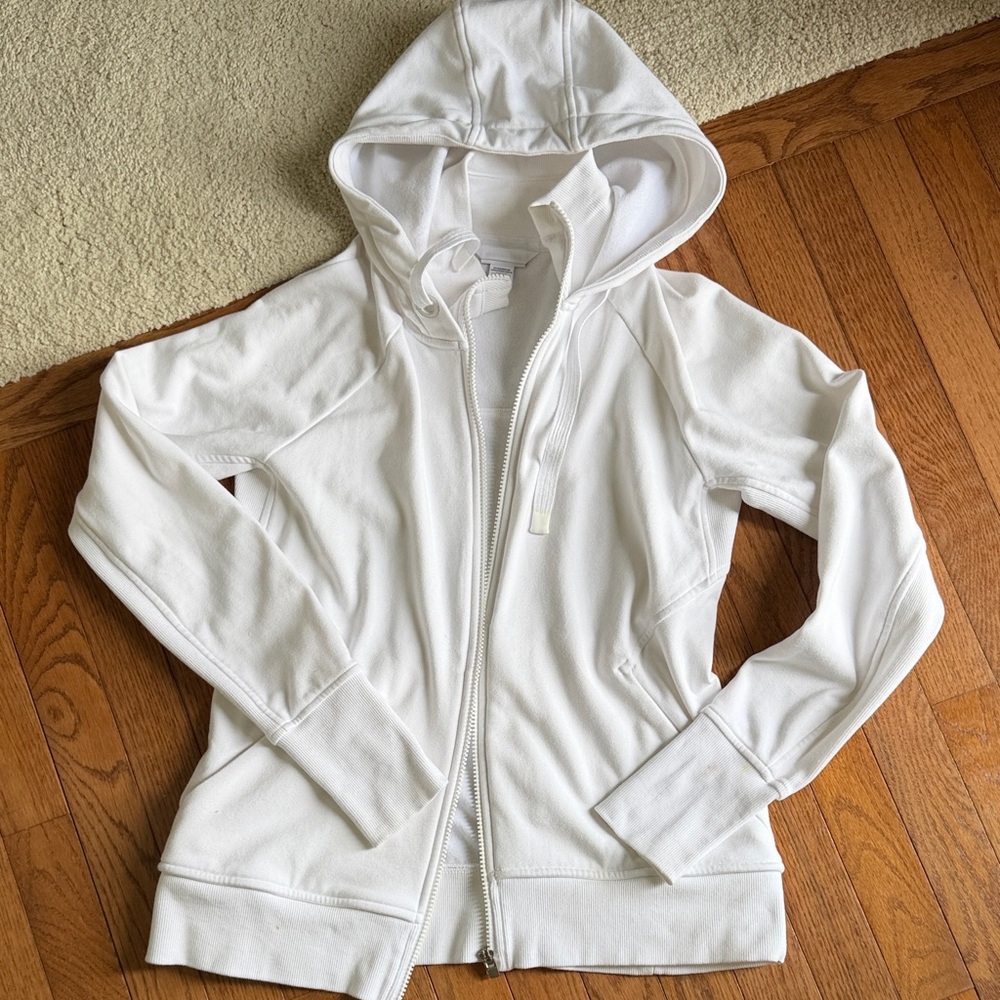 Athleta Women's White Zip-Up Hoodie Jacket